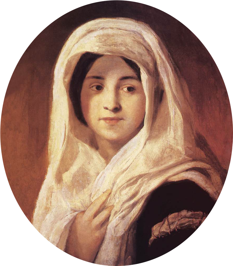 上图：创作于1846-1850年的英国妇女肖像（画家Károly Brocky，1808-1855年）。在二十世纪人本主义和女权运动盛行之前，蒙头一直是基督徒妇女的标志。